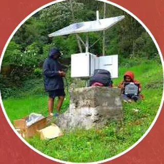 Field sensor station on a hill slope